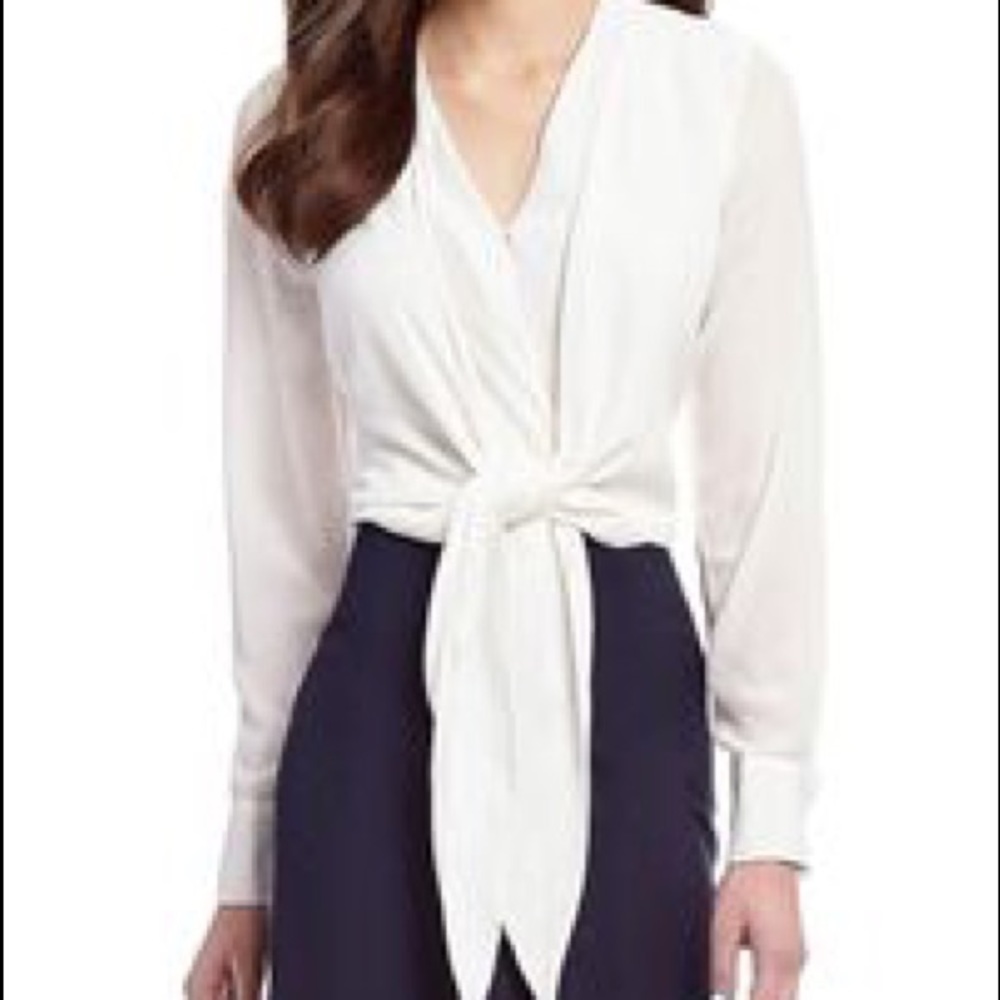 Antonio Melani Cream Body Suit Medium Front Tie